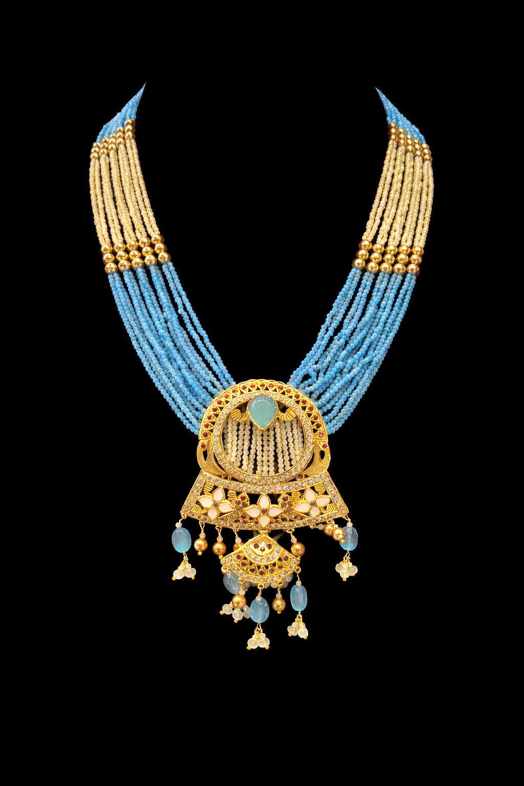 Jadau Necklace Set – 92.5 Sterling Silver with 24K Gold Plating