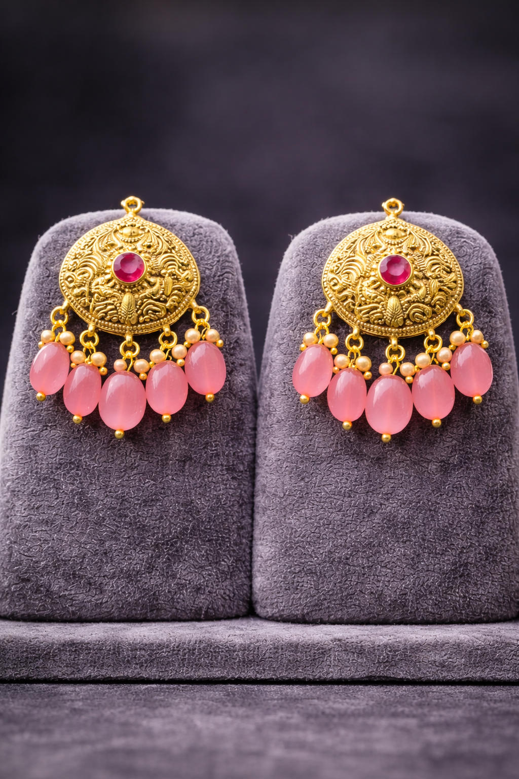 925 Sterling Silver Pink Beads Choker Necklace Set | Gold Plated Ethnic Jewelry | Anantra India