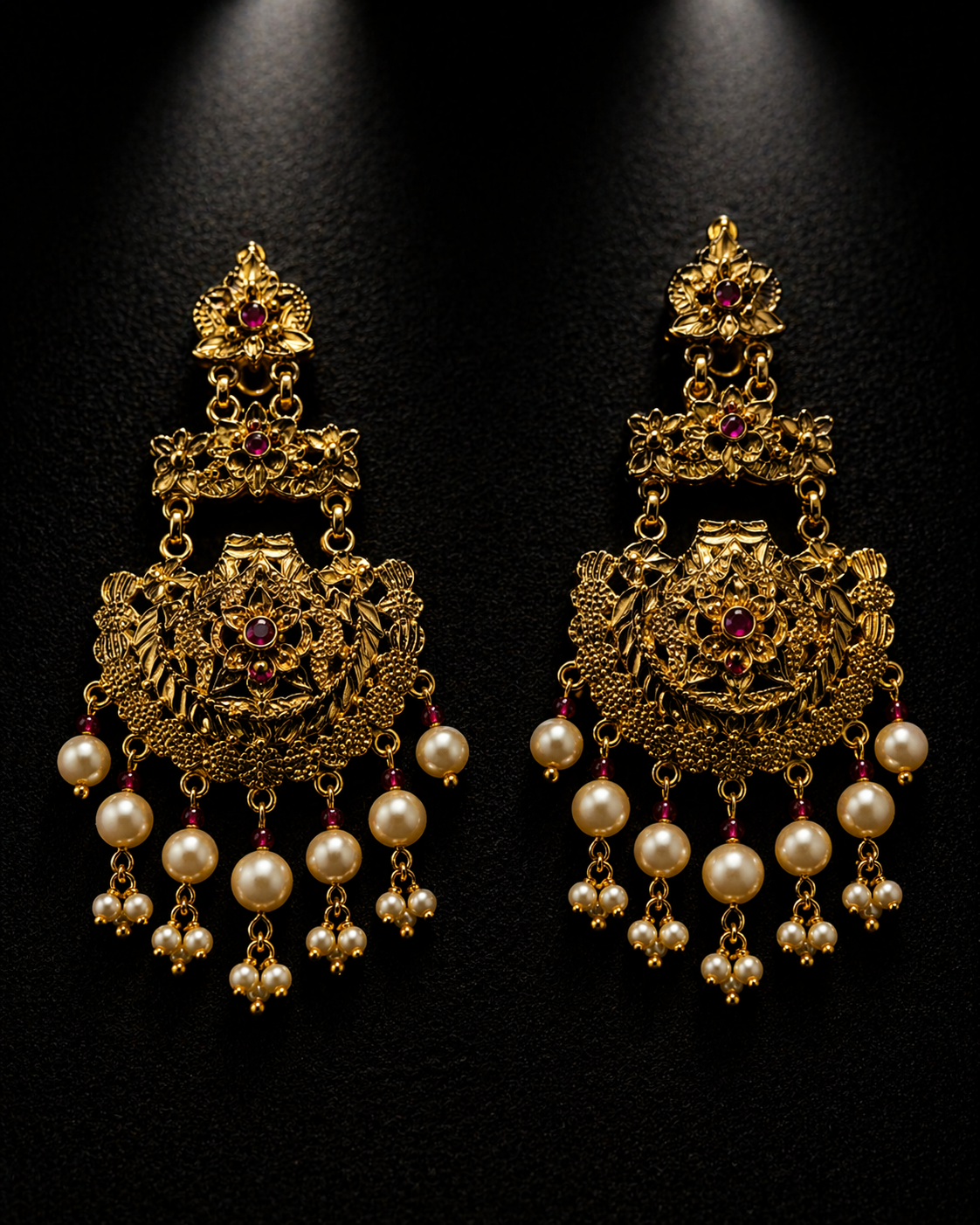 925 Sterling Silver Raani Haar Necklace Set with Pearl Drops | Antique Bridal Long Haar Jewelry | Anantra