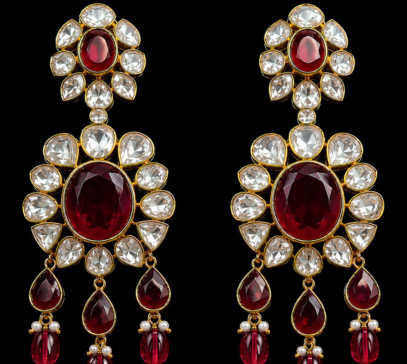Luxury Polki Choker Necklace Set with Ruby Stones | Bridal Wedding Jewelry | Anantra