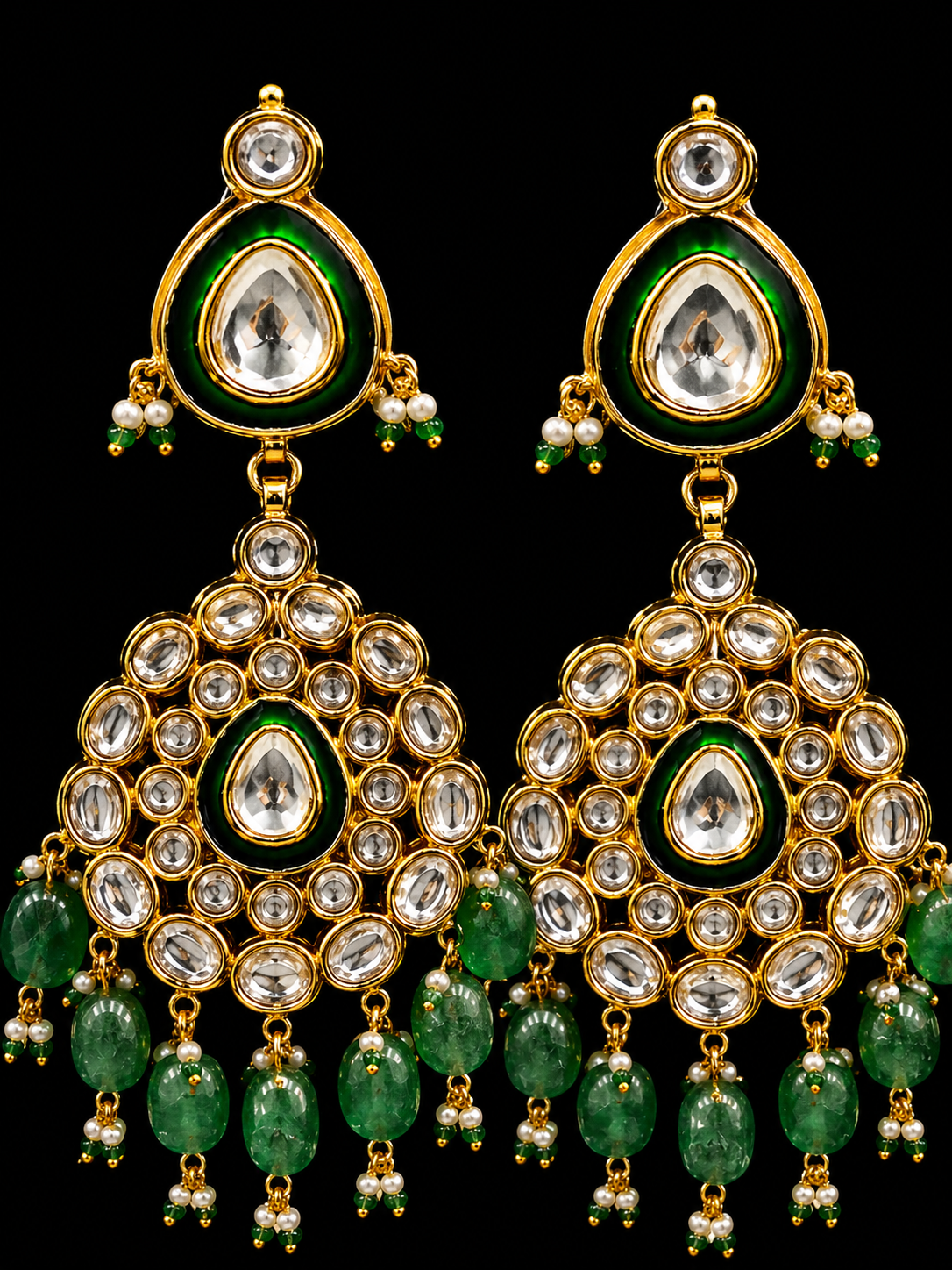 Green Polki Choker Necklace Set with Emerald Beads | Bridal Wedding Jewelry | Anantra