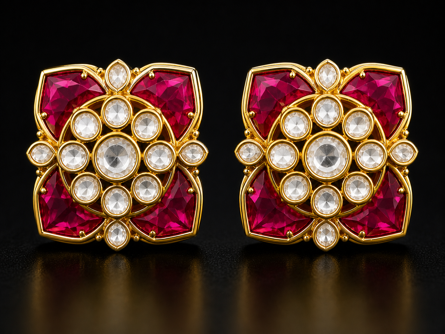 925 Sterling Silver Polki Choker Necklace Set with Ruby Stones | Bridal Traditional Jewelry